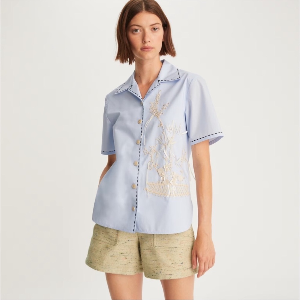 Tory Burch • Embroidered Camp Shirt